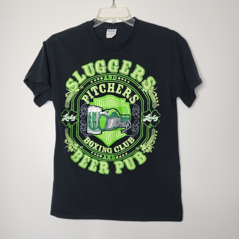 Slugger and pitchers boxing club a‎ beer pub black green mens medium tee